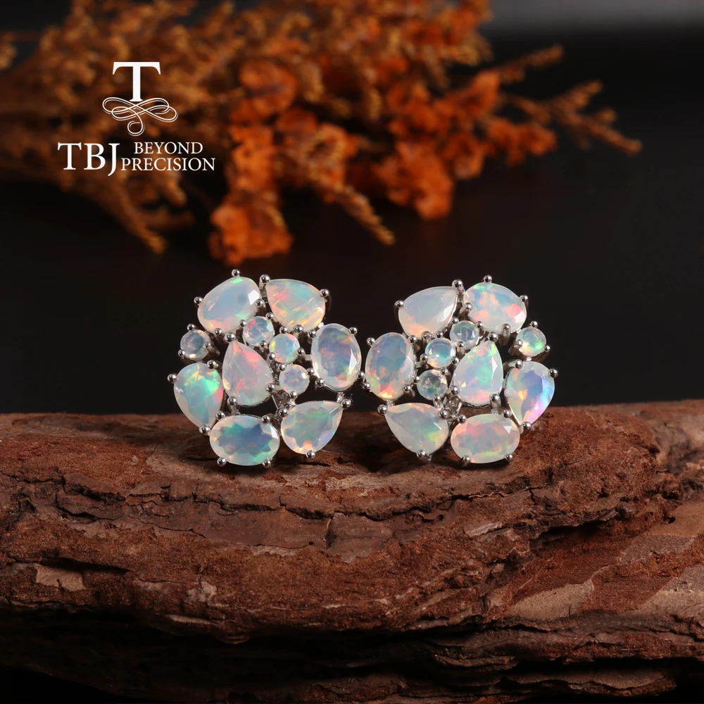

2026, Luxury silver clasp earrings with 8.64ct Ethiopia opal gemstone 925 sterling silver fine jewelry for women gift