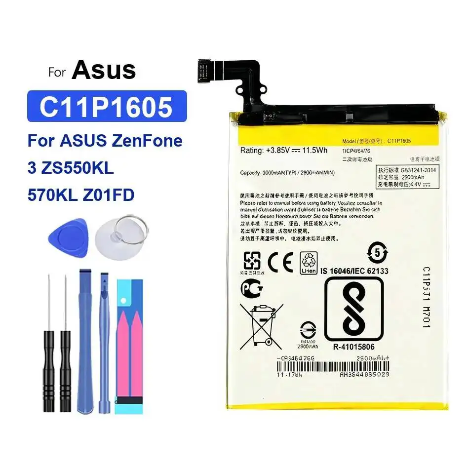 

C11P1605 For Asus Zenfone 3 ZS550KL 570KL Z01FD Mobile Phone Battery High Performance 3000Mah Reliable Power Supply