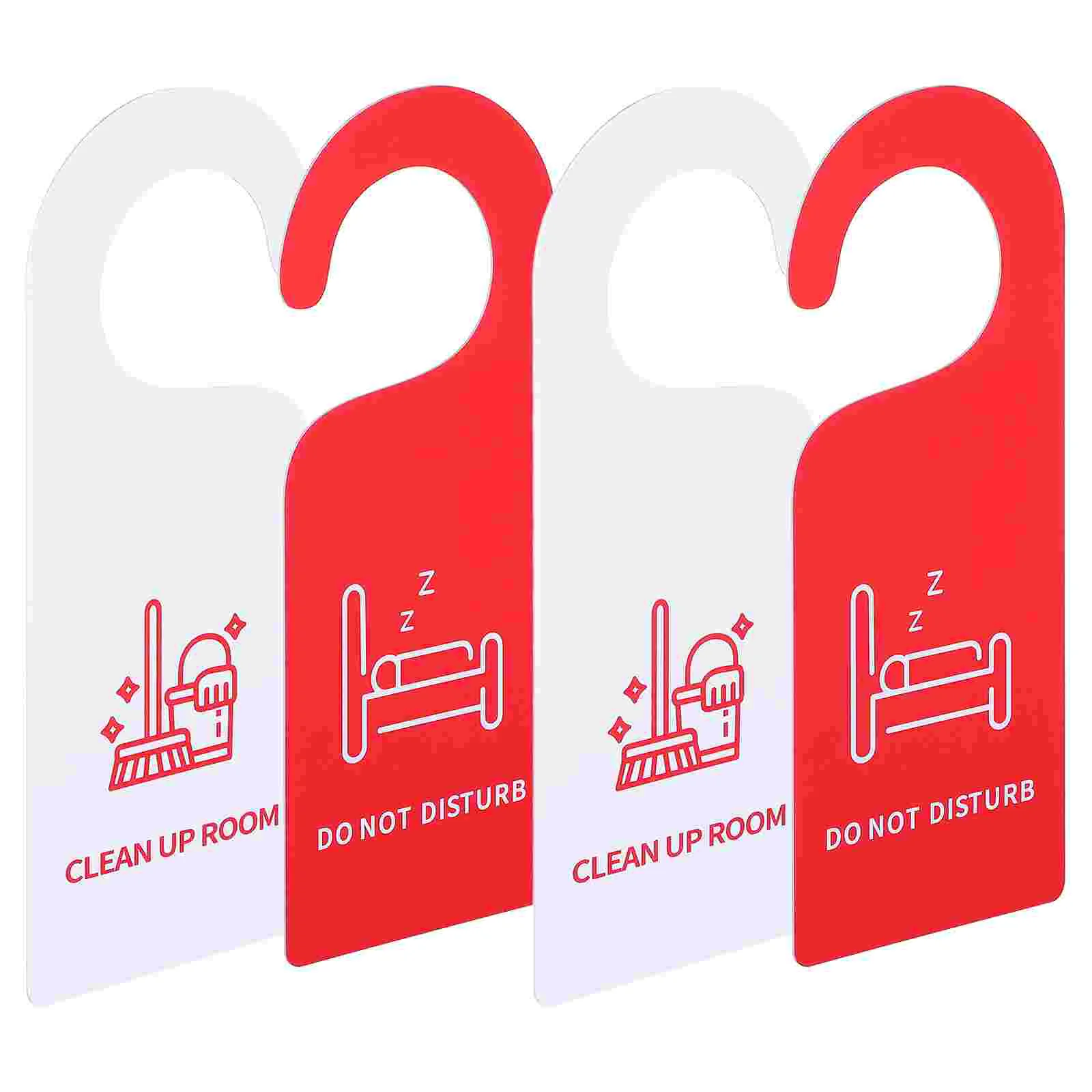 4 Pcs Door Listing PVC Hanger Tags for Office Signs Handles Double Side Hotel Not Disturb Front