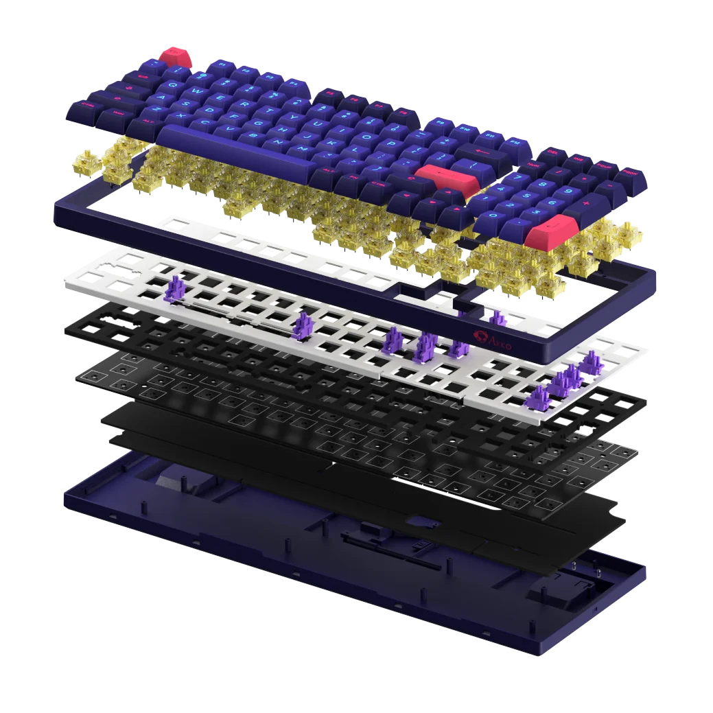 Akko 3098 Neon Mechanical Keyboard 98-Key PBT Dye-sub ASA Profile Monochrome RGB Wired for Office Home PC Laptop Gaming Keyboard