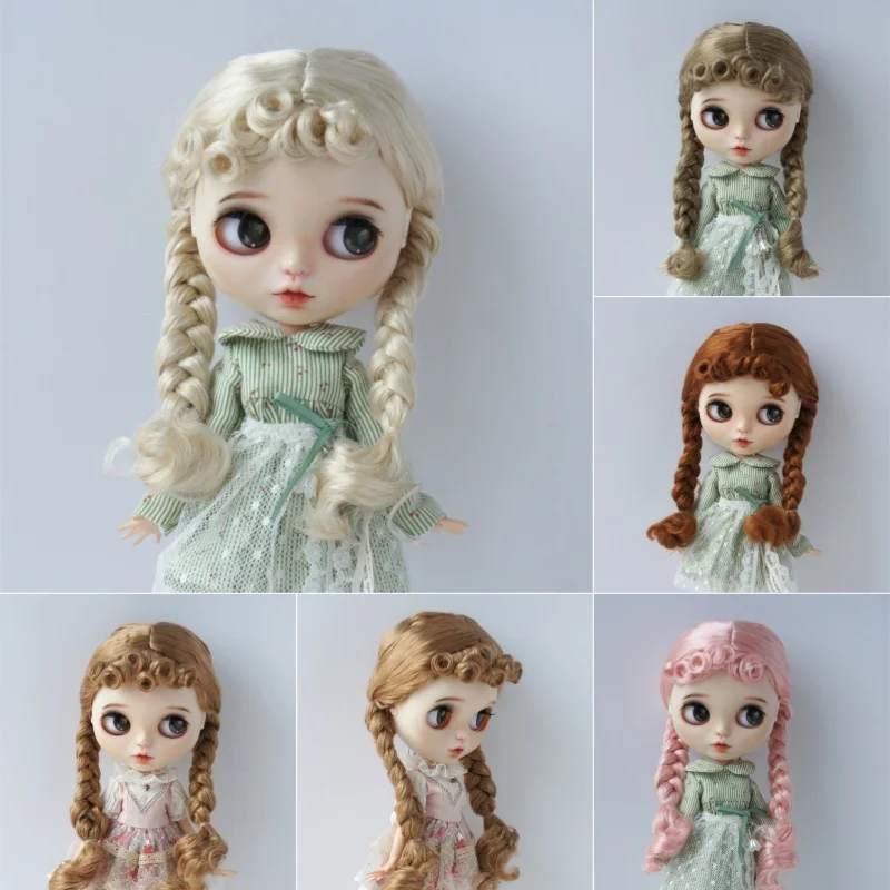

JD723 OB11 1/8 1/6 1/4 1/3 Double Thick Braid Pony Curls Synthetic Mohair BJD Wigs YOSD MSD SD Blythes Qbaby Doll Accessories