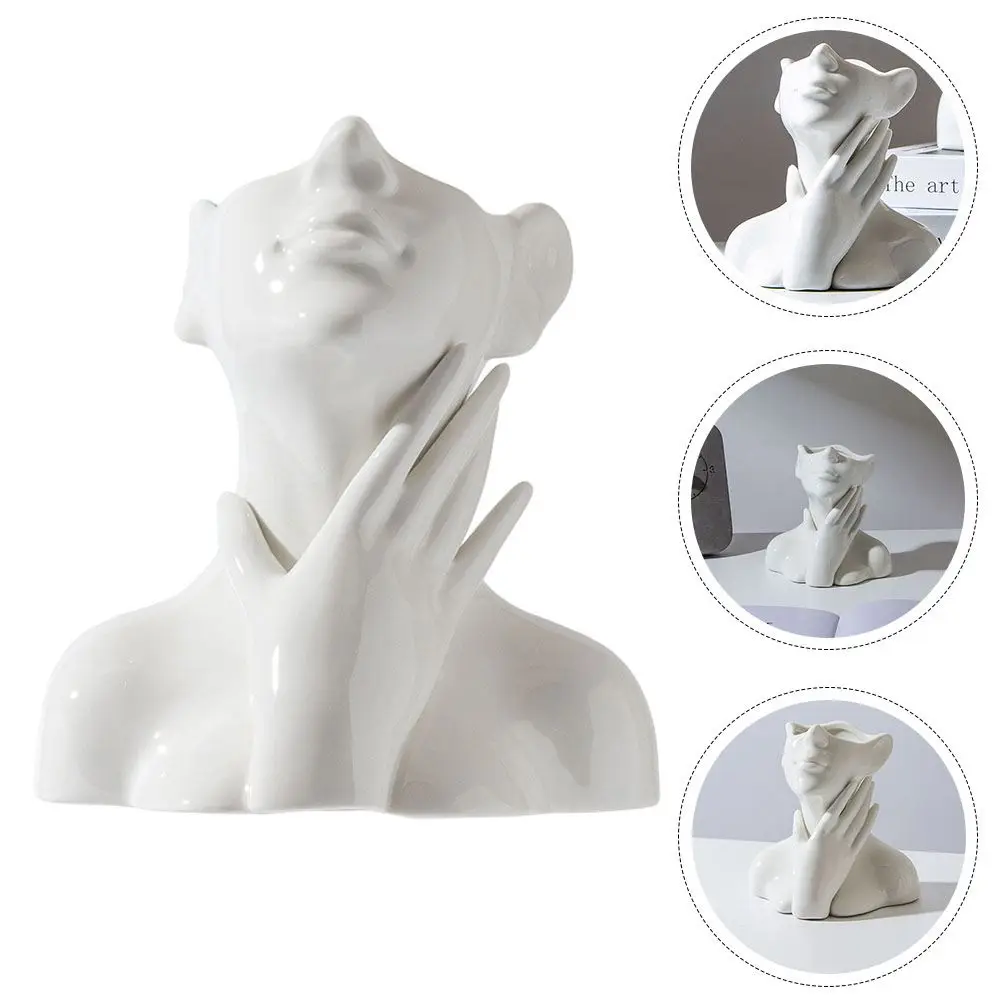 Vase Face Planter Flower Sculpture Pot Statue Female Pots Bust Ceramic Decor Holder Body Pencil Garden Arrangement Woman