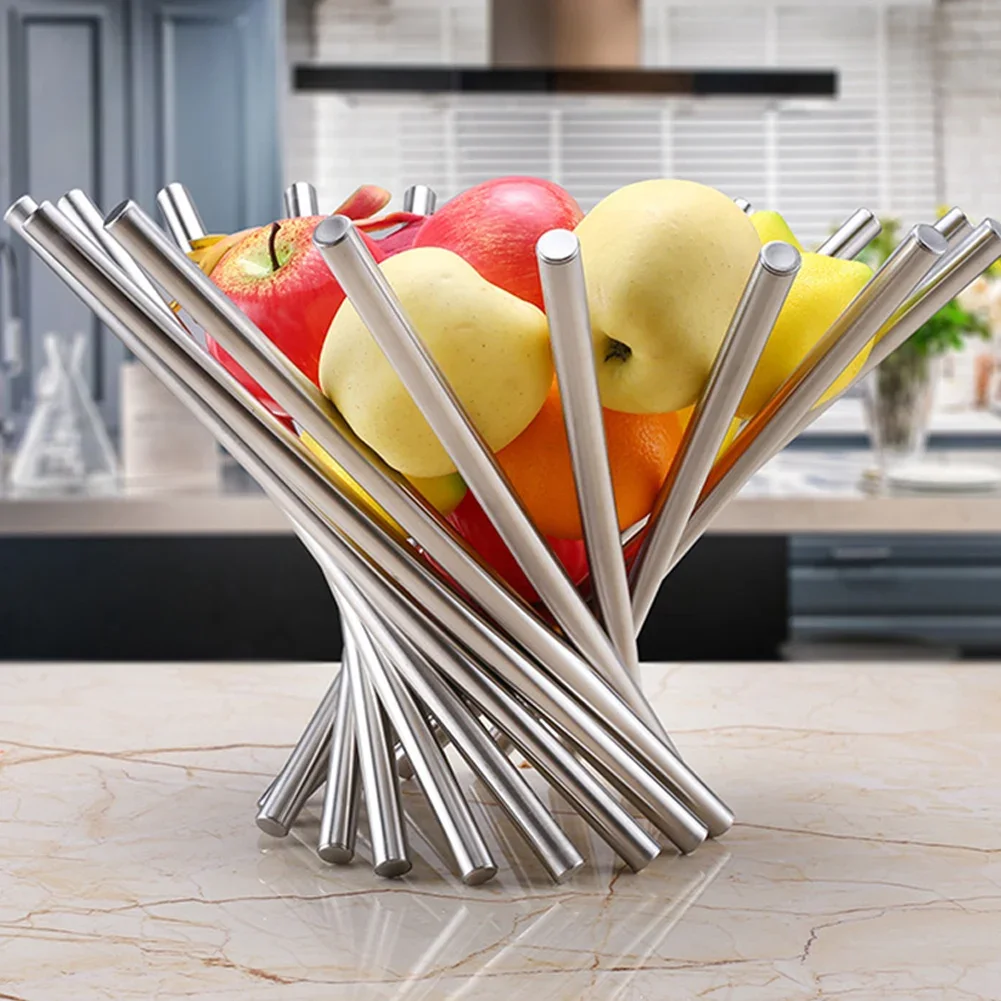 

Fold Fruit Bowl Holder Basket, Household Kitchen Accessories Rotate Strainer Plate Tray Stainless Steel Fashion Storage 28/35cm