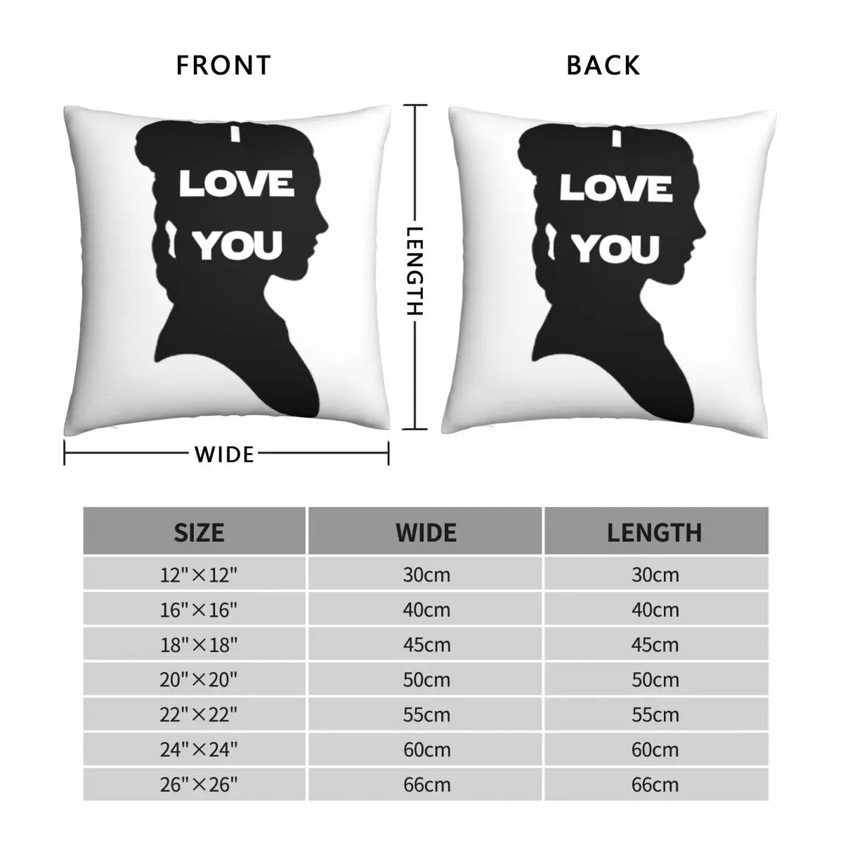 I Love You Couples Outfit Pillowcase Polyester Linen Velvet Printed Zip Decor Throw Pillow Case Home Cushion Cover