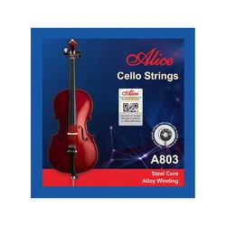 Alice A803 Cello Strings Steel Core Alloy Winding 1 Set for 1/10,1/8,1/4,1/2,3/4,4/4 Cellos Practice Using Cello Strings