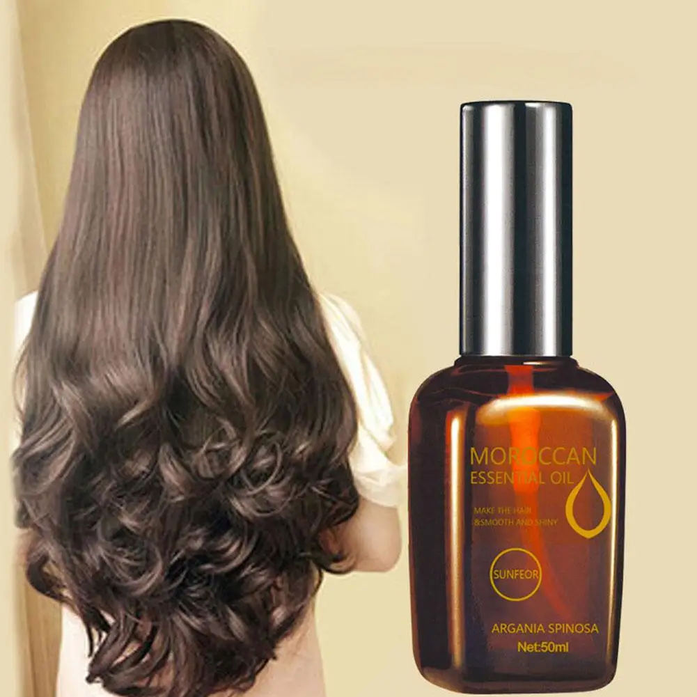 

50ML Hair Care Moroccan Pure Argan Oil Hair Essential Oil for Dry Hair Types Multi-functional Hair Care Products for Woman Y9B4