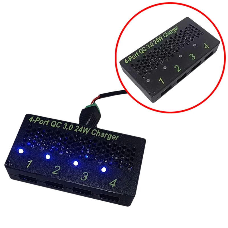 1PCS For 4 Channels QC3.0 Charging Board Protective Outer Shell 3D Printed PETG Protector Case with Output Indicator Light