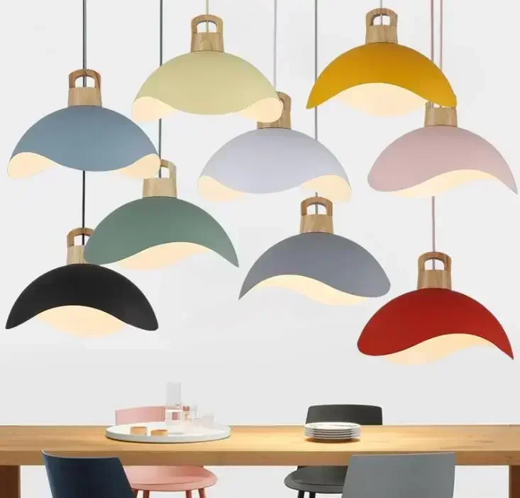 

Modern Simple Pendant Lights Cutting Art Petal-shaped Home Dining Room Bedroom Bedside Solid Wood Hanging Light Fixture