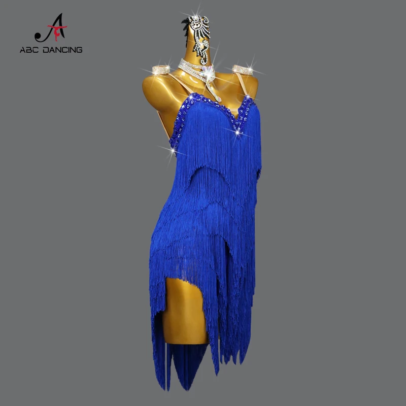 New Latin Dance Dress Fringe Costume Women's Competition Sex Skirts for Girl Large Size Line Suit stage performance Prom Clothes