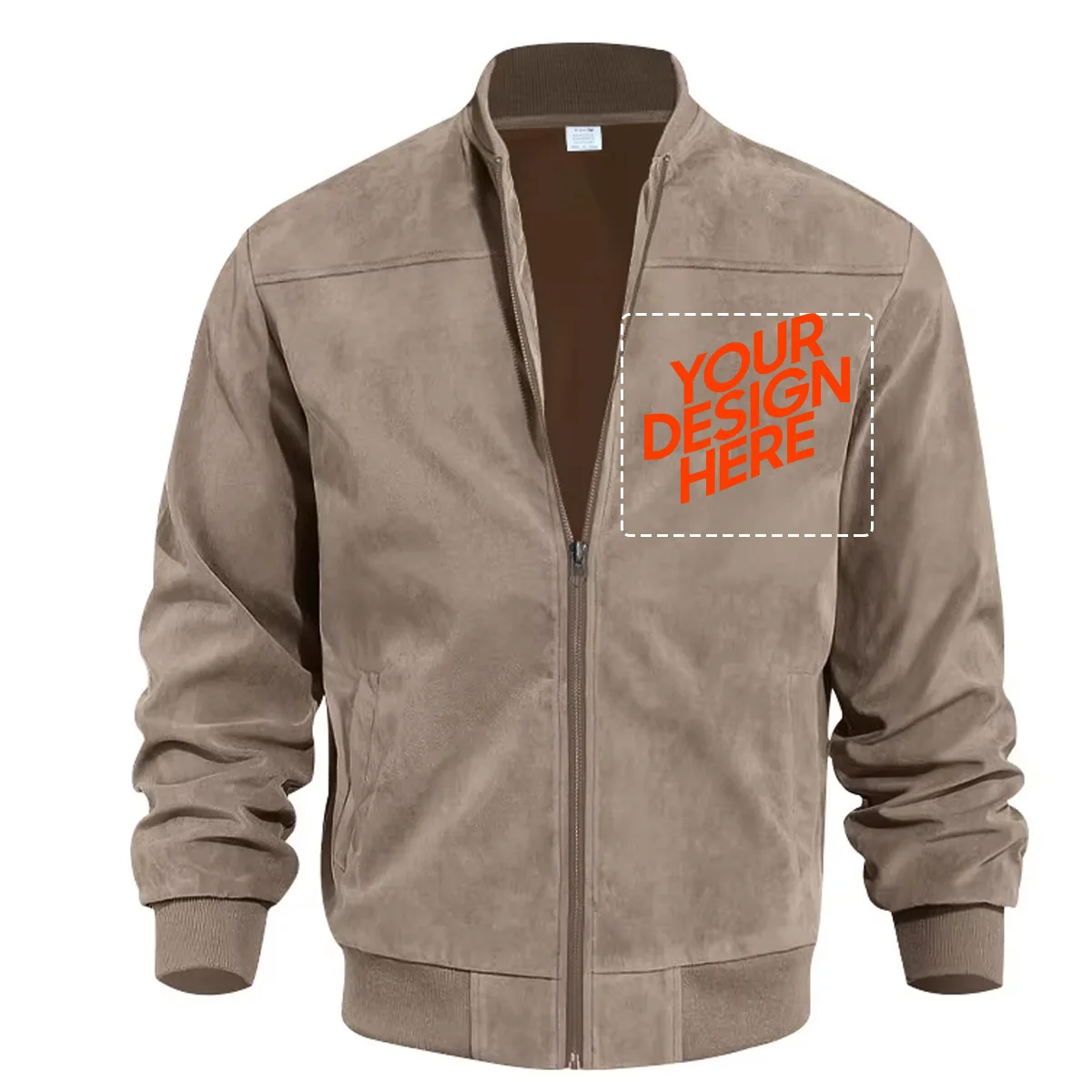 Free Print Logo Autumn Suede Solid Color Men's Zipper Jacket Casual Retro Long Sleeve Cardigan Jacket Men Df-55