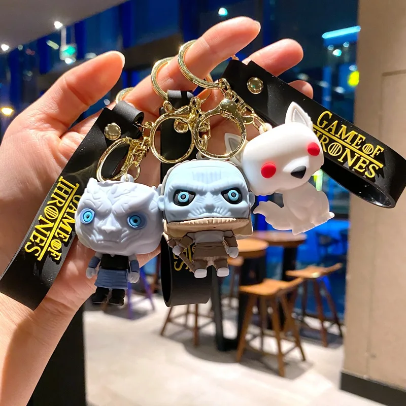 Fashion Thrones Keychain 3D PVC Figure Keyring Anime Doll Cartoon Key Chains for Bags Pendant bag charm Gift llaveros originales