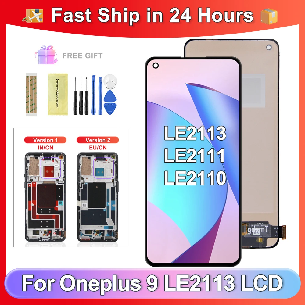 Tested 1+9 6.55''For OnePlus 9 LE2113 LE2111 LE2110 LE2117 LE2115 LCD Display Touch Screen Digitizer Assembly Replacement