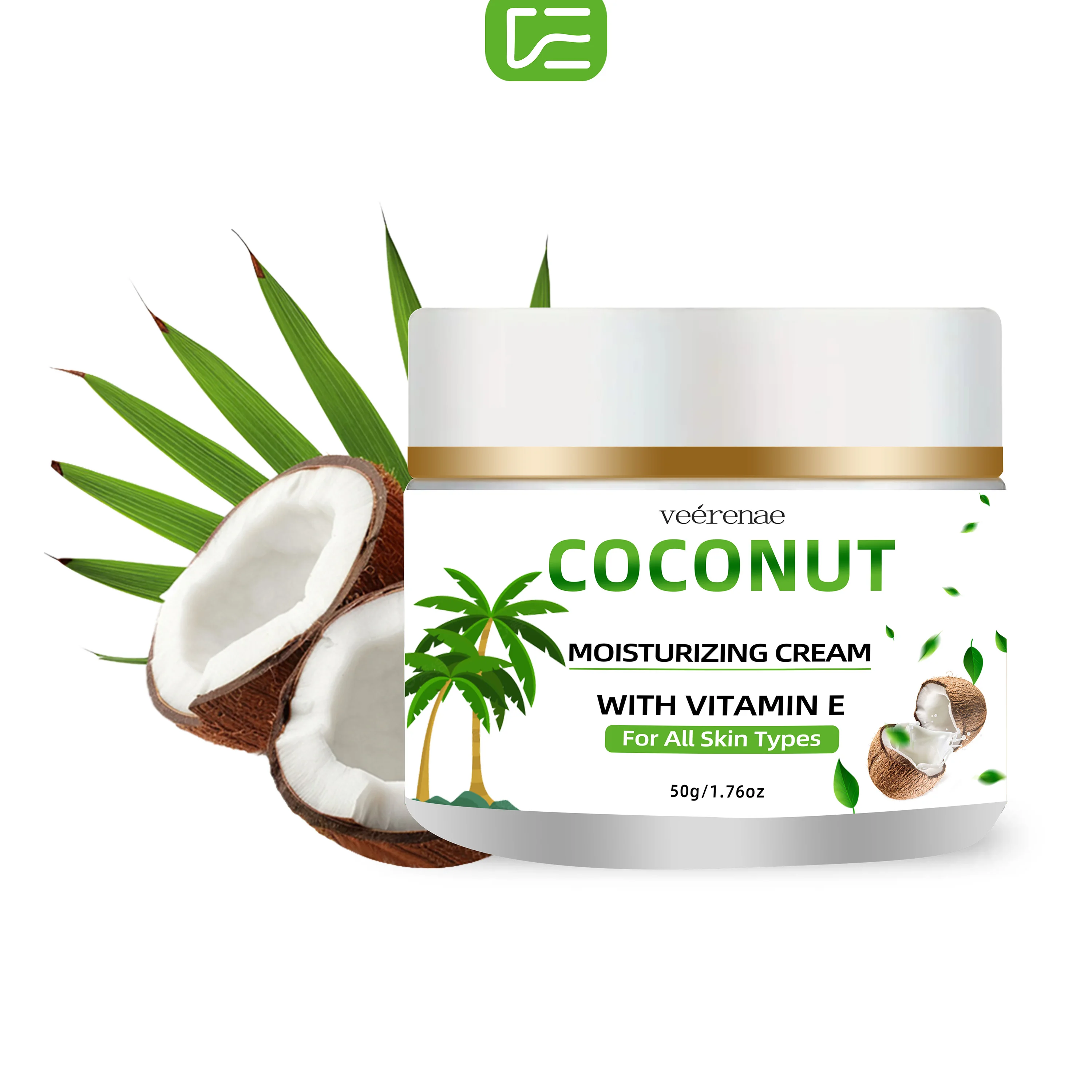 Vérenae Coconut Cream: Intense Hydration & Firming, All Skin Types, Lightweight Non-Greasy, All-Day Moisture. Perfect Gift