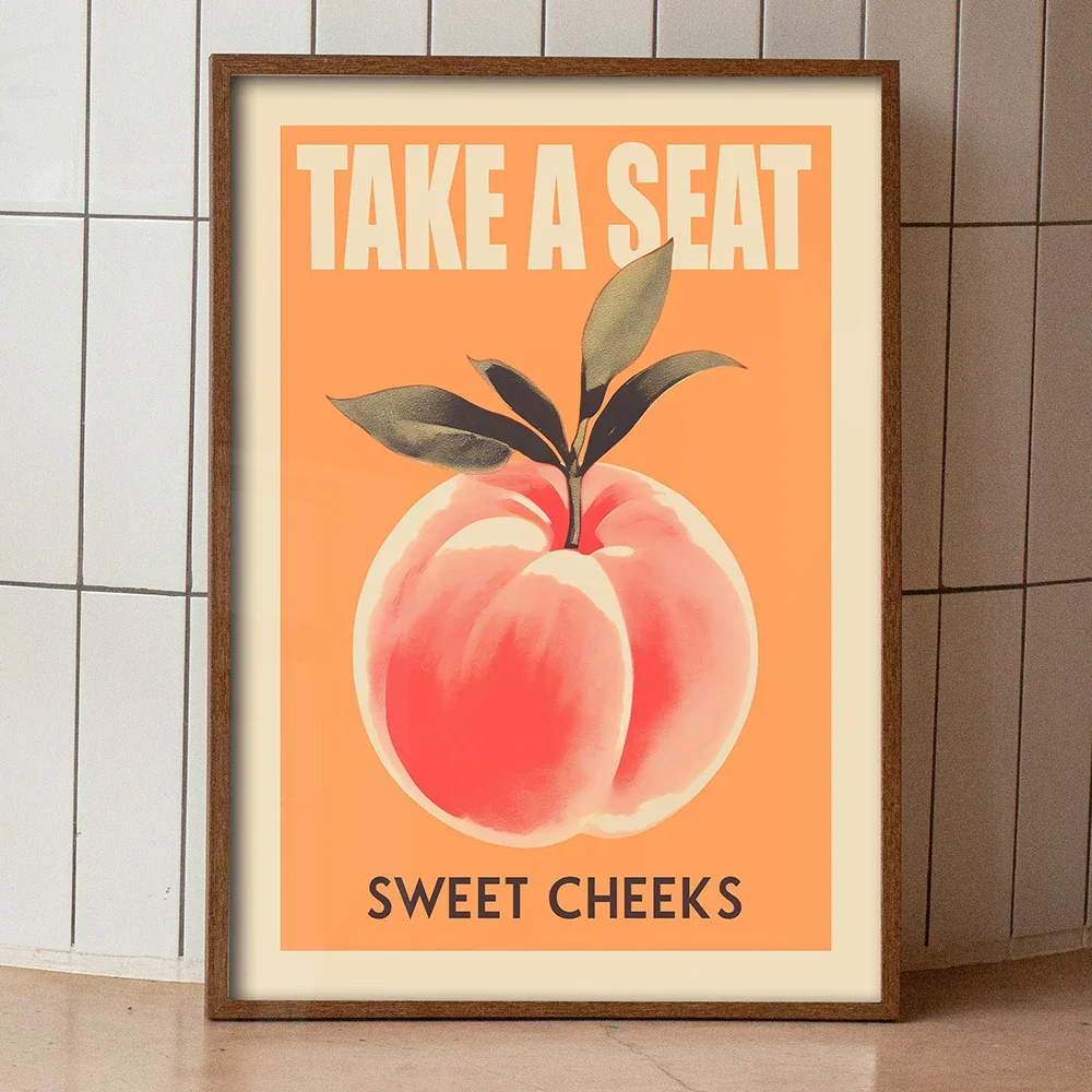 

1PC Take a Seat Sweet Cheeks Posters Canvas Painting Pink Peach Pictures and Prints Wall Art for Home Bedroom Decor Frameless