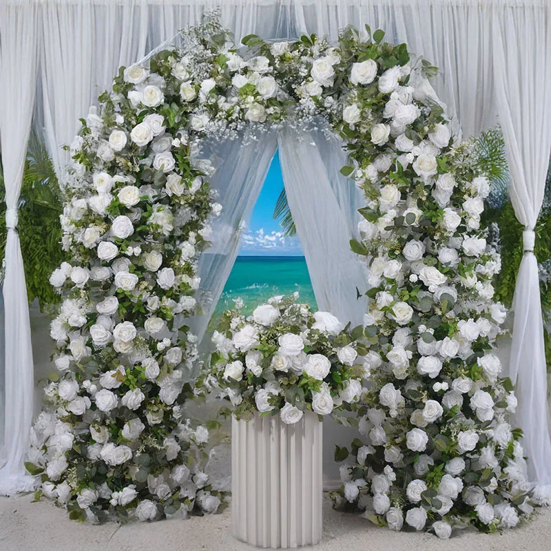 

230CM Artificial Green Plants Rose Arches Horn Flower Arrangement Outdoor Activity Arrangement Silk Flower Wedding Decoration