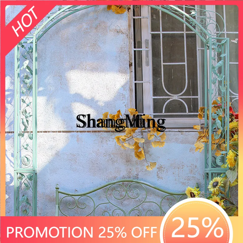 رف قوس من الحديد المطاوع بتصميم عتيق من FG، حامل زهور بإطار كرمة للتسلق، فناء مقوس، البستنة الخارجية