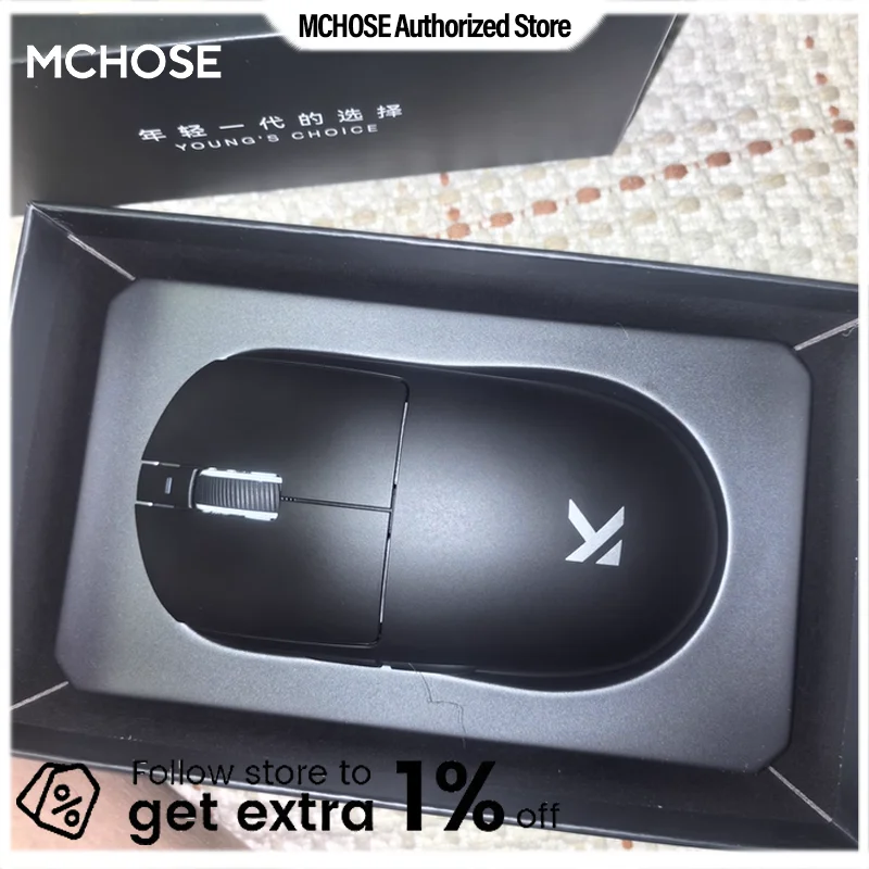 

MCHOSE A7 V2 Ultra Беспроводная игровая мышь PAW3950Ti Датчик киберспорта 8 кГц Скорость отката Супер скользящее покрытие Легкий дизайн
