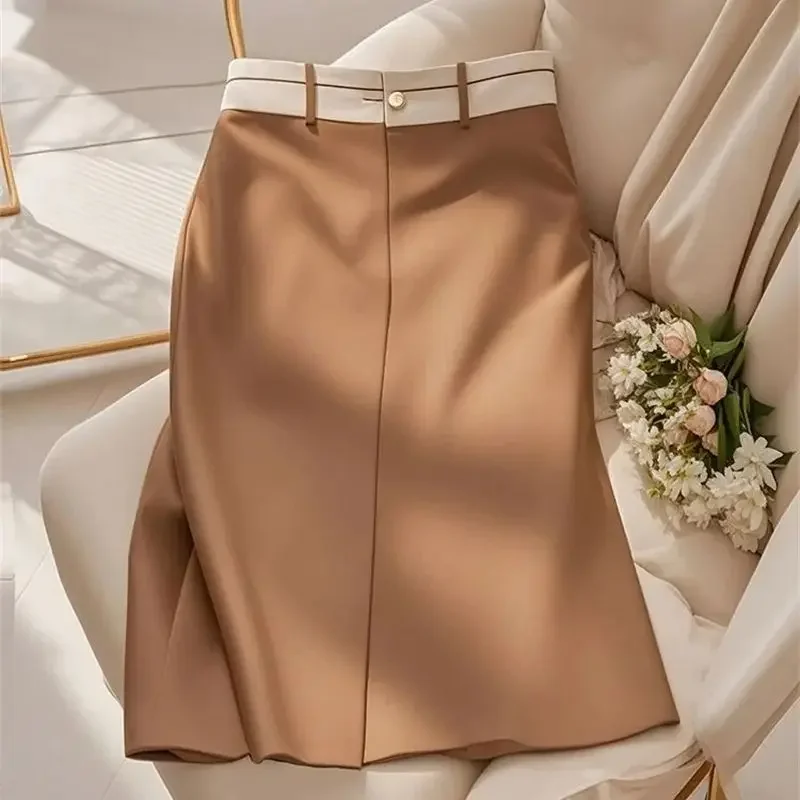 

New Elegant Patchwork Skirt Women Office Lady Fashion Patchwork High Waist A-line Slim Skirts Spring Summer Clothing