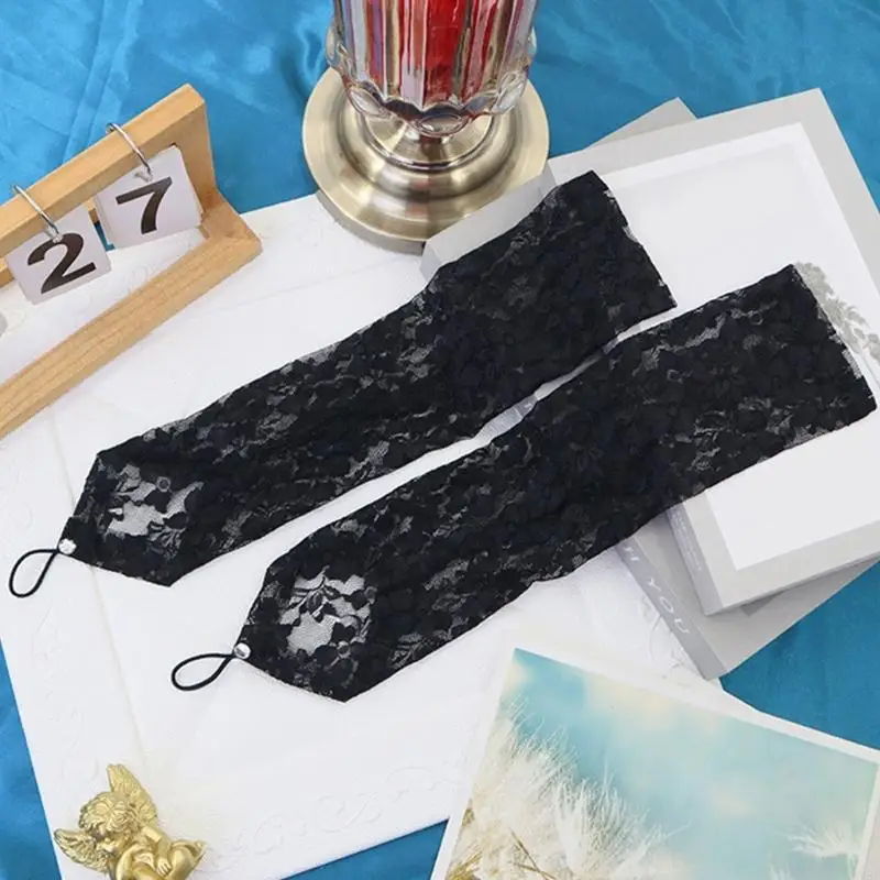 الدانتيل زهرة أكمام أذرع تبريد تنفس فنجر هوك تصميم Armwear قفازات طويلة لحدث الزفاف الأزياء Armwear للحزب Y08E