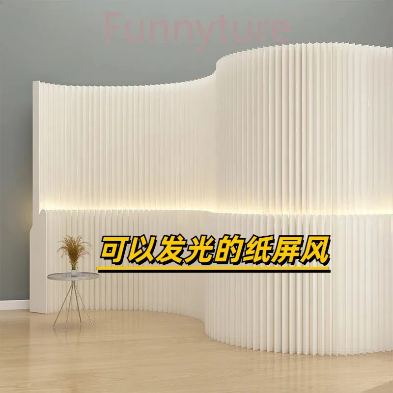 

Foldable Paper screen luminous paper screen office partition porch folding mobile live broadcast background wall funiture