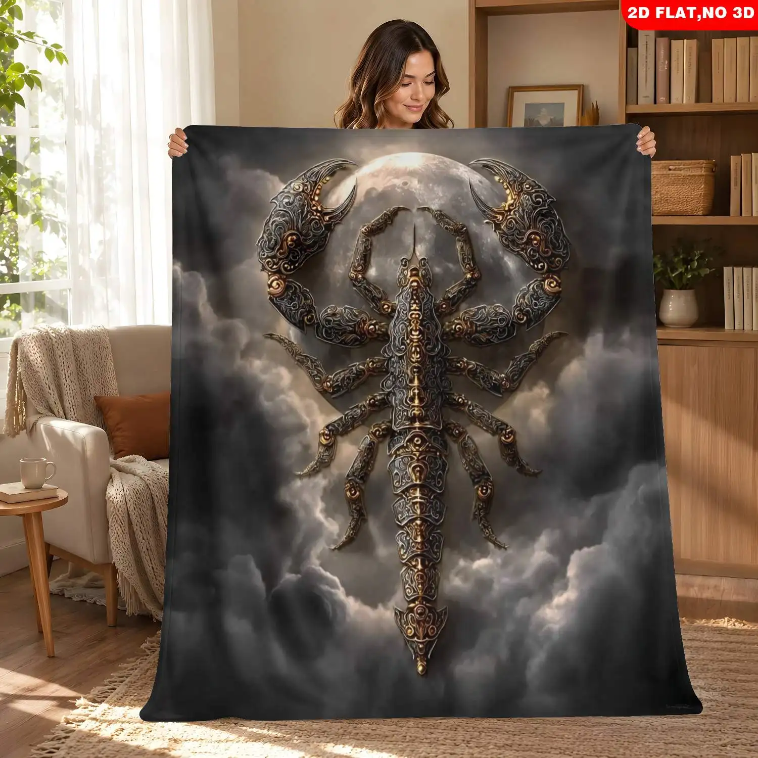 Large Gothic Scorpion Art Blanket 150x200cm Fantasy Mythological Creature Throw Rug for Sofa Bedroom Home Decor