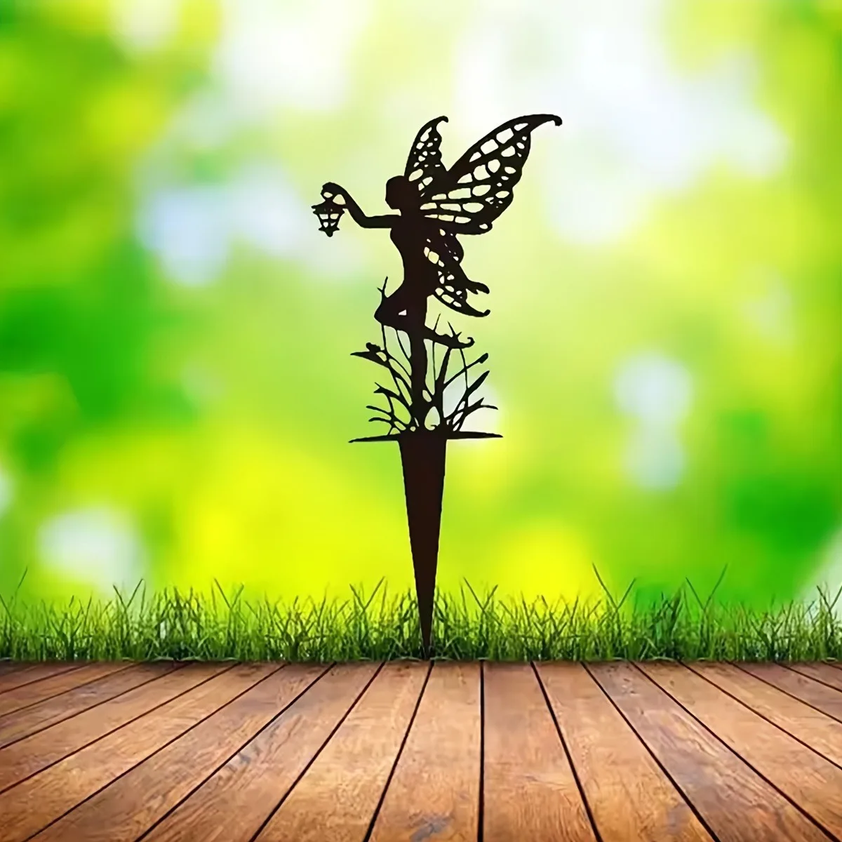 Enchanted Fairy Garden Stake - Metal Flower Fairy Lawn Ornament, Decorative Outdoor Yard Art for Patio And Garden