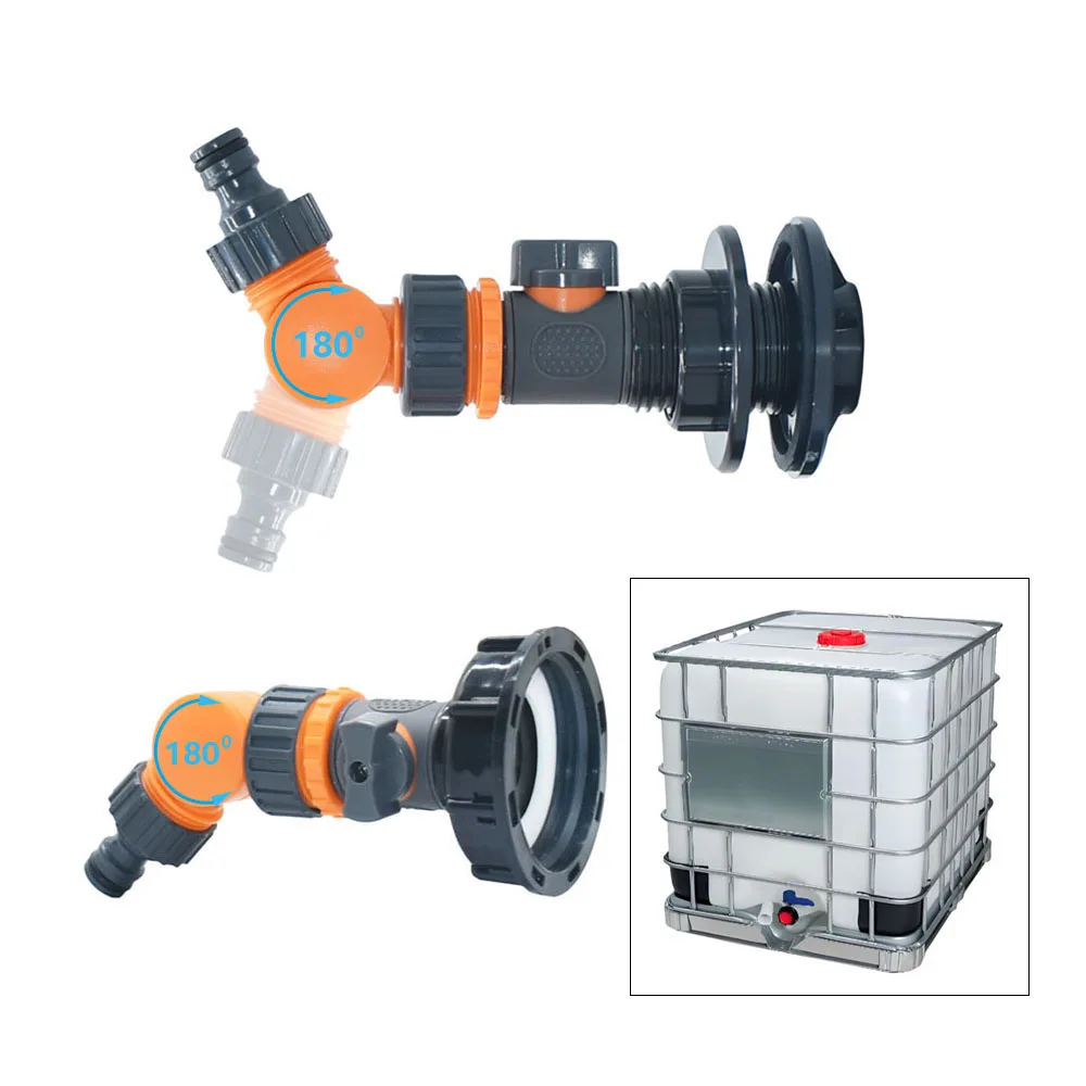 

S60 IBC Water Tank Tap Adapter 16mm Nipple tap Fittings Valve Adjustable Water Hose Connector