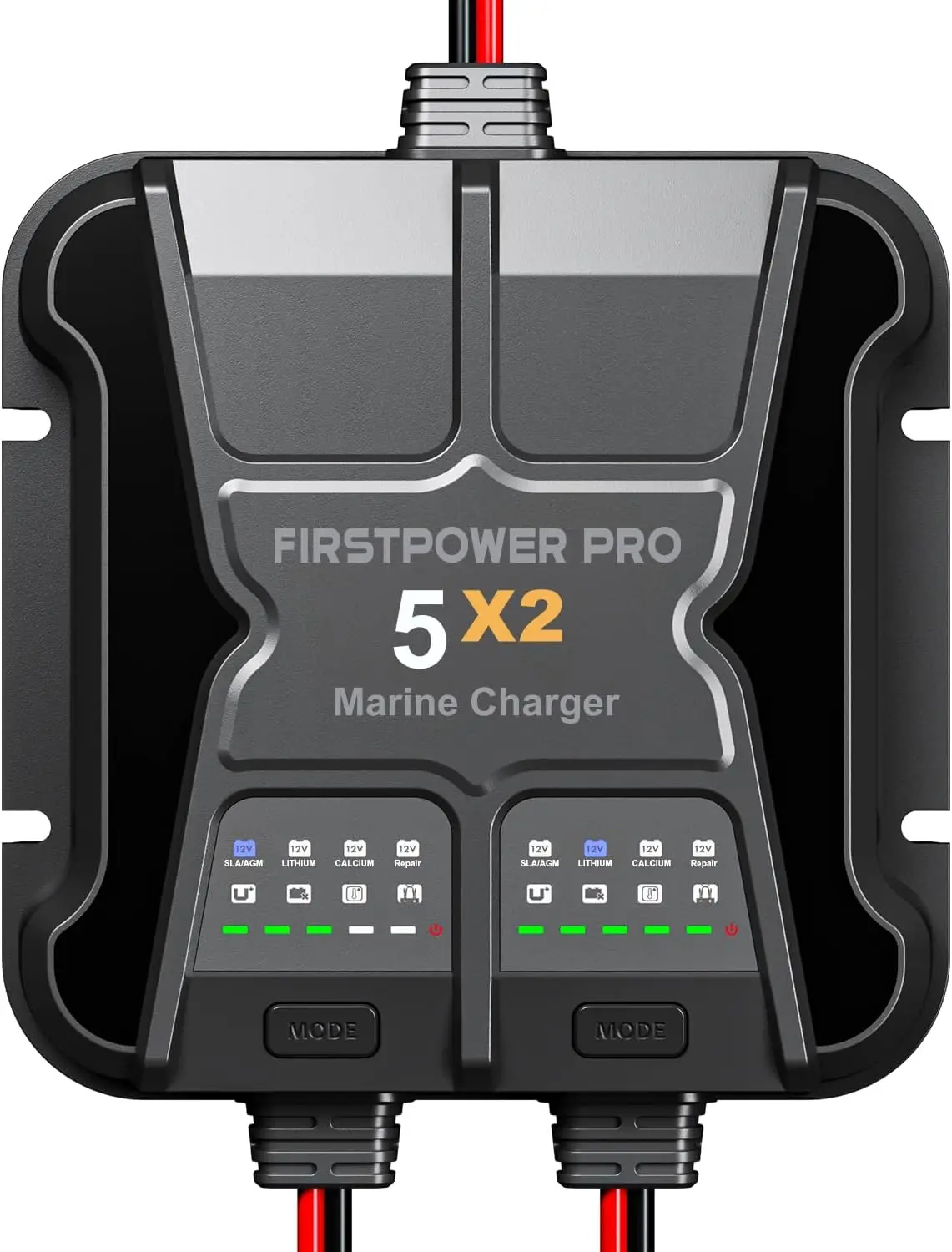 

Marine Battery Charger 5X2, 10A (5A/Bank) - 12V Waterproof Onboard Battery Charger, Battery Maintainer & Desulfator for S