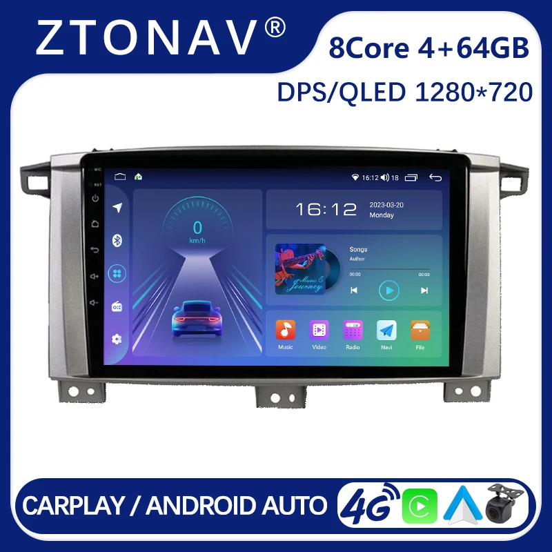 

Магнитола на Android для Toyota Land Cruiser LC 100 2002-2007, автомобильная стереосистема, головное устройство, медиа-видеоплеер, беспроводной Carplay с Android-экраном