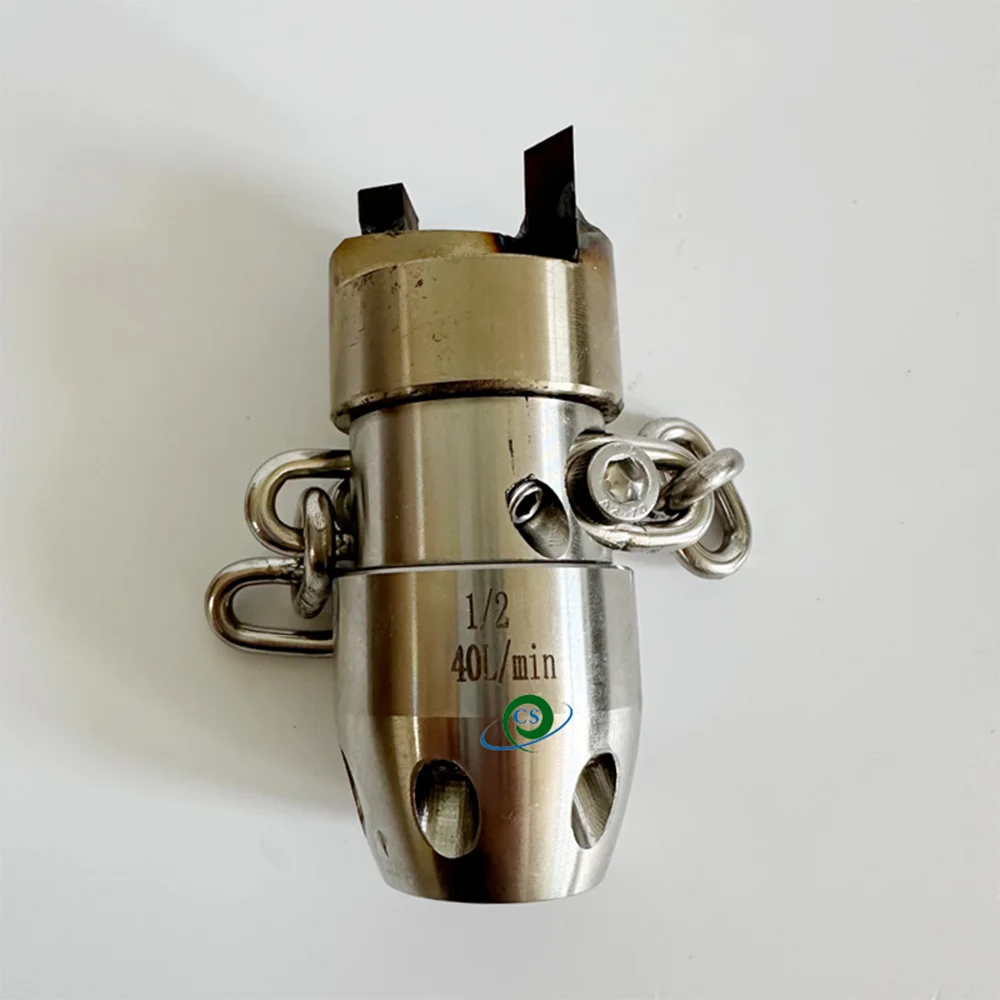 1/2 40L Sewer Jet Rotating Chain Root Cutter Durable Steel Head 300bar Rotating Chain Nozzles Wear-resistant Alloy Bladen Head