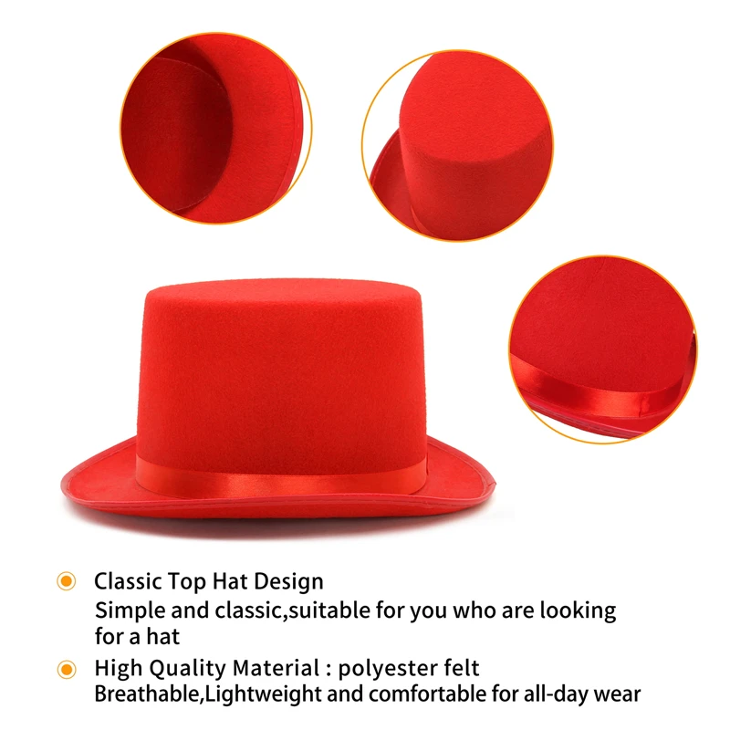 Gentleman Mad Hatter Hat Halloween Party Costume Felt Magician Hat Cap Cylinder Hat  for Women Men