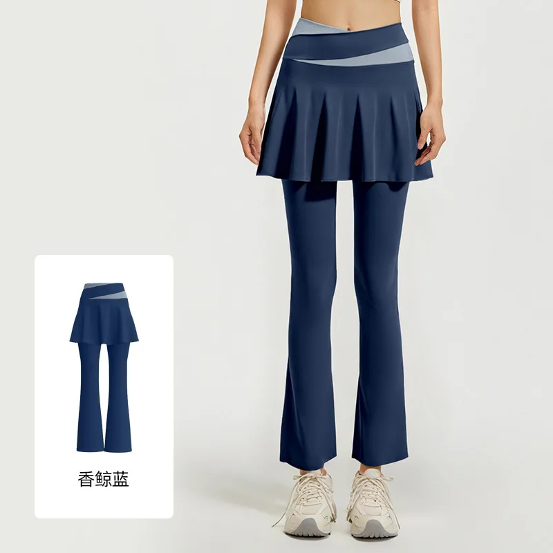 Women Yoga Tenis Skirts Pants High Waist Fake Two Pieces Sports Leggings Fitness Gym Quick-Dry Skirt Athletic Running Leggings