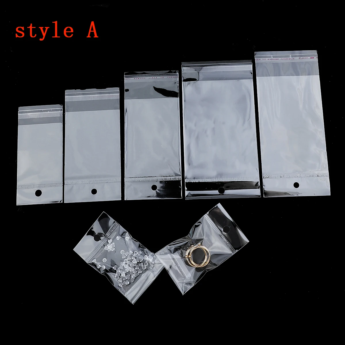 100 Pcs Transparent Ziplock Bag Hanging Hole OPP Plastic Bag For Jewelry Storage Retail Display Packaging Gift Bag Wholesale