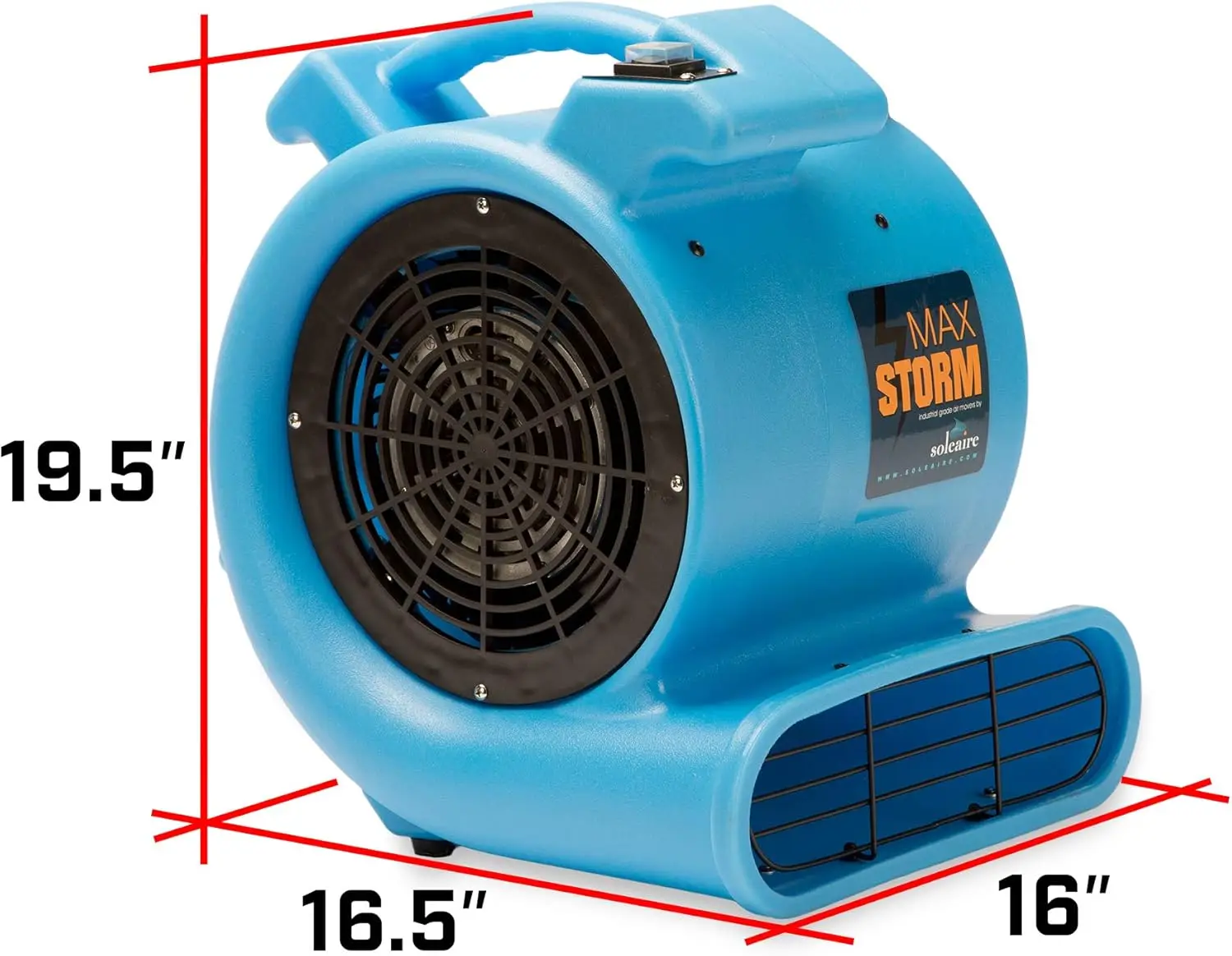 Storm 1/2 HP Durable Lightweight Air Mover Carpet Dryer Blower Floor Fan for Pro Janitorial Cleaner, Blue, 1 Pack