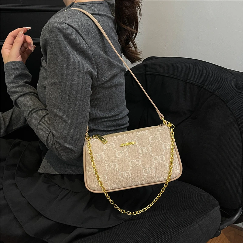 

Famous fashionable women's zipper shoulder bag, casual women's small square bag, elegant retro style crossbody bag