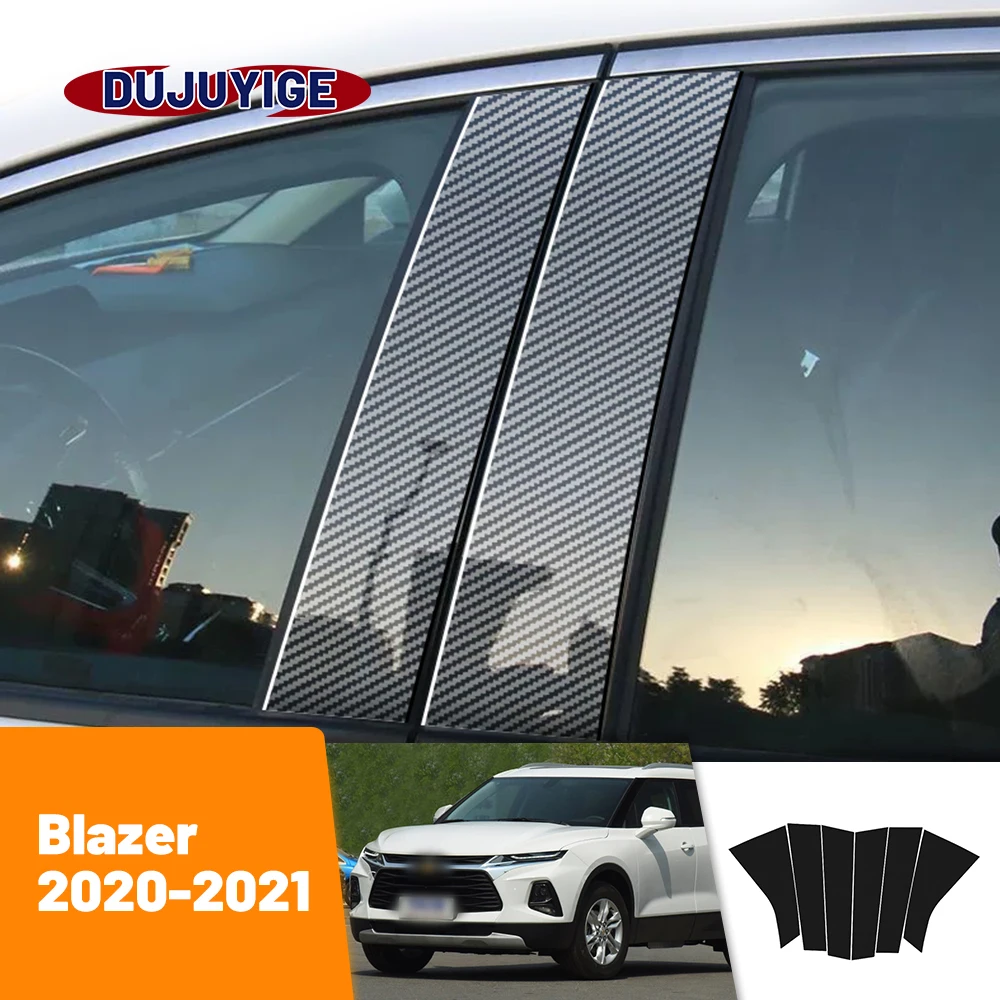 

For Chevrolet Blazer 2020-2021 Carbon Fiber Window Door Column Deal B C Pillar Post Cover Trim Sticker