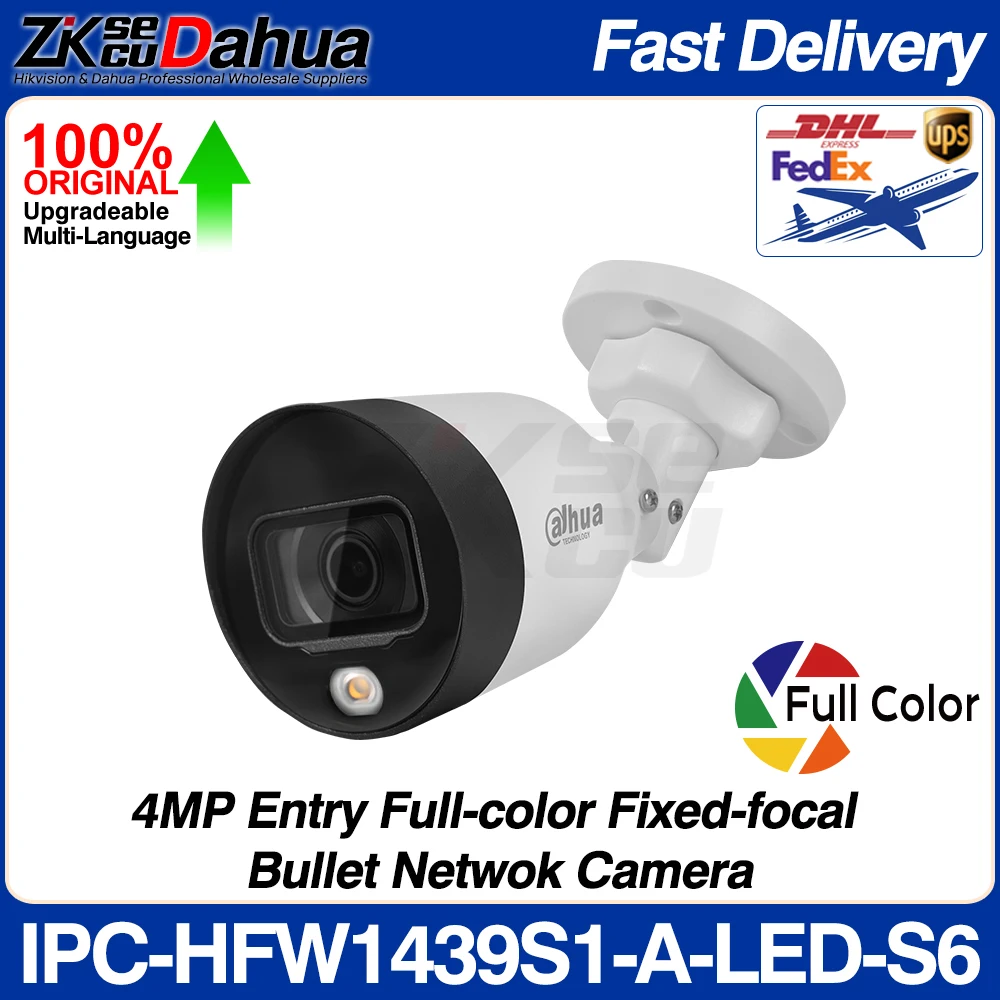 

Dahua Original IPC-HFW1439S1-A-LED-S4 4MP Entry Full-color Bullet Network POE IP Camera Warm Light 15M H.265+ Built-in MIC IP67