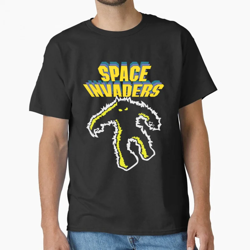 

80s Retro Space Invaders Video Game Juego Gaming Console Aliens 8-Bits Gamer pixel art Arcade T shirt Large size Tops