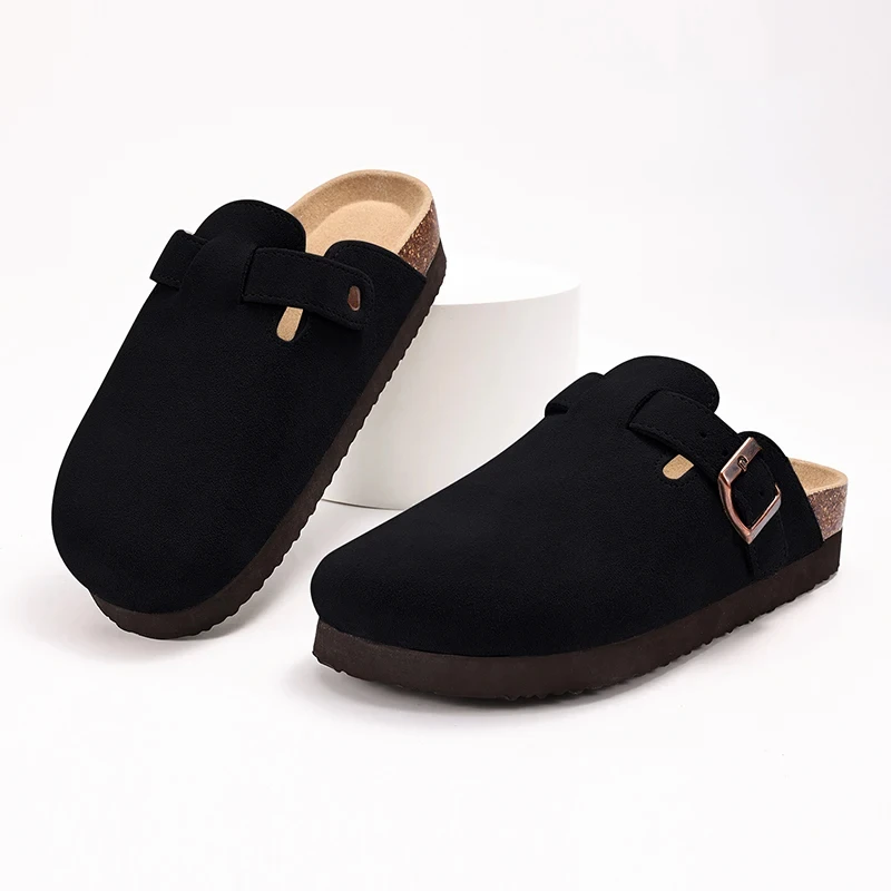 Fashion Men Clogs Slippers Men Platform Suede Clogs Slippers Classic Cork Footbed Leather Mules Outdoor Antislip Beach Slippers