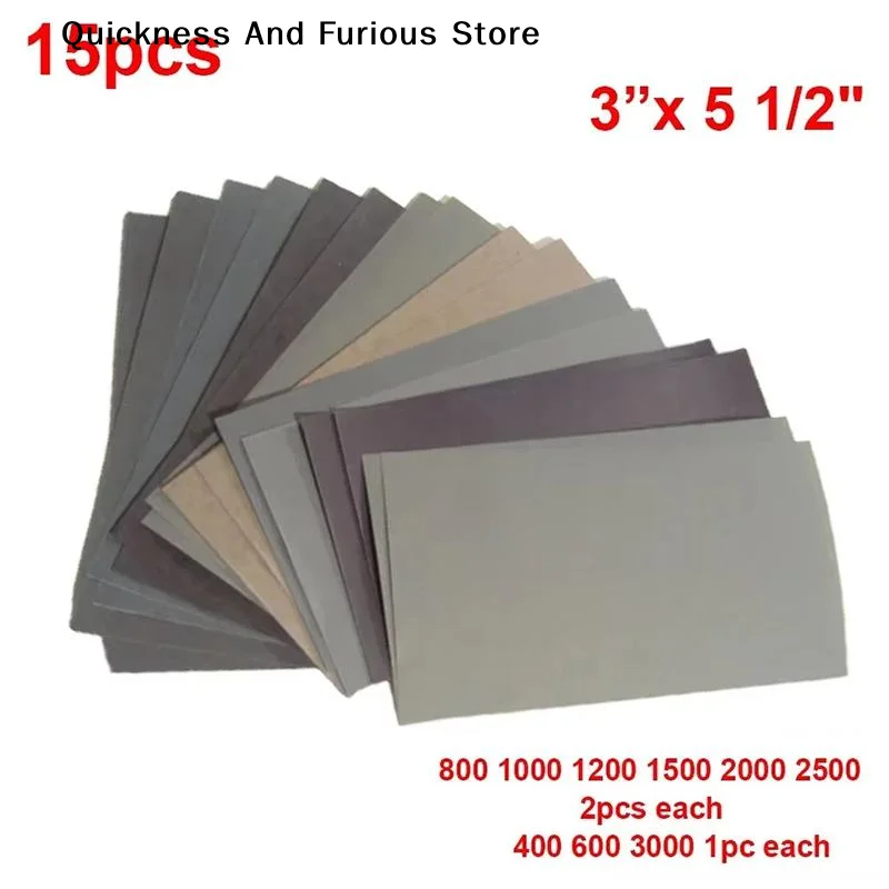 【TO】15-teiliges Set Schleifpapier 400 600 3000 800 1000 1200 1500 2000 2500 Körnung Nass-/Trockenschleifpapier Schleifwerkzeuge
