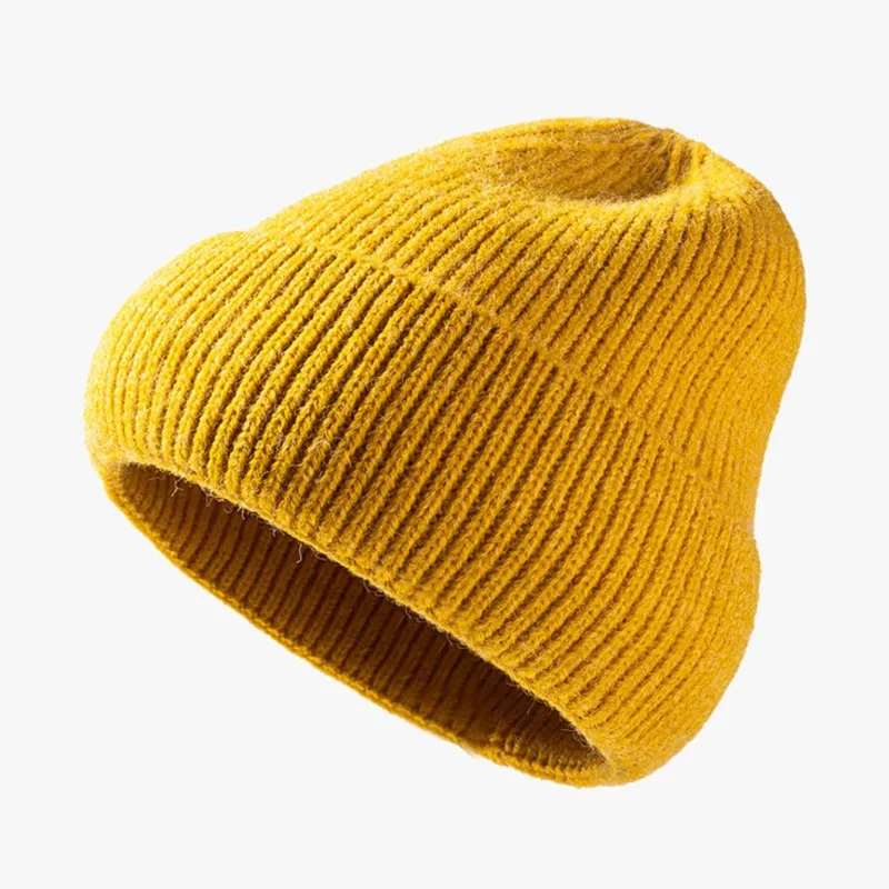 

Casual Cashmere Knitted Women's Hat Autumn Winter Black Skullies Cap Outdoor Keep Warm Beanies Simple Skullcap Caps For Men