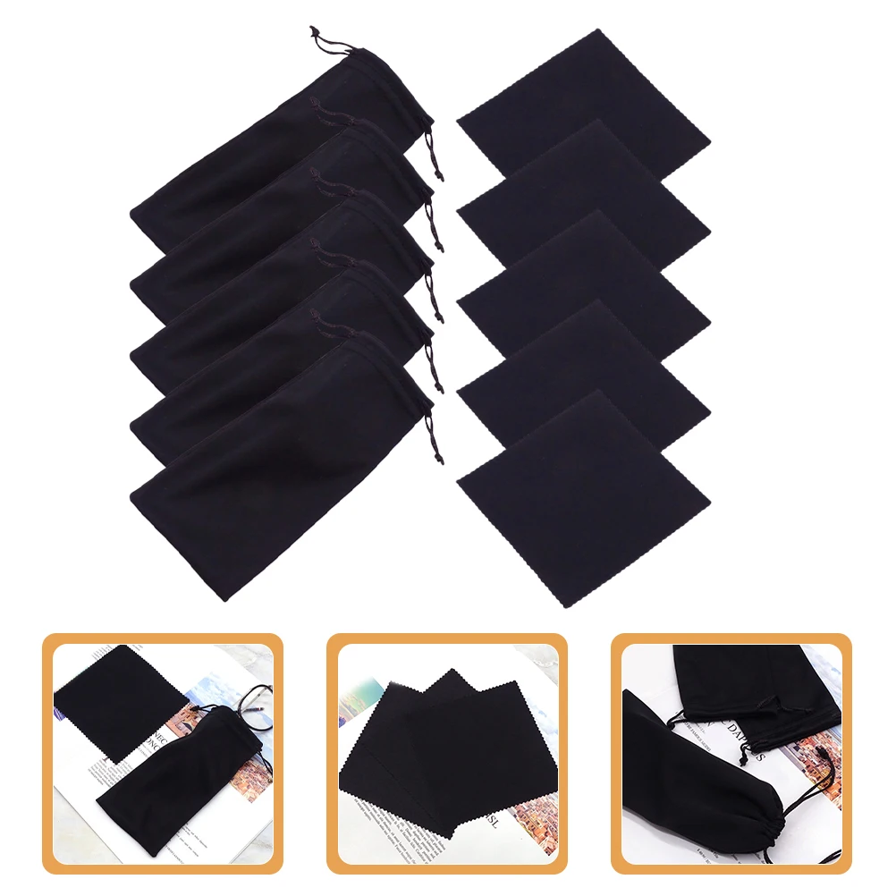 

20 Sets Black Sunglasses Holders Glasses Cloth Bag Kit Soft Reusable Eyewear Storage Pouch Sunglasses Case Thin Design