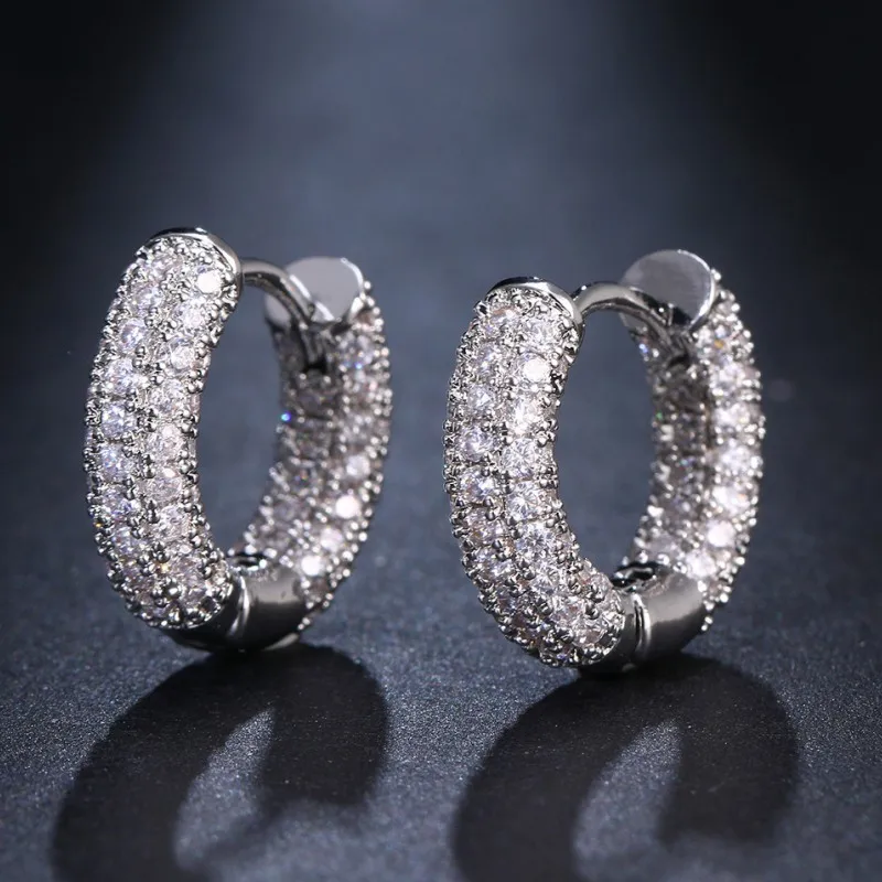 

Anziw Original 925 Silver Sterling Hoops Luxury Earrings Jewelry 1.3mm Round Moissanite Diamond Earrings for Women Wedding Party