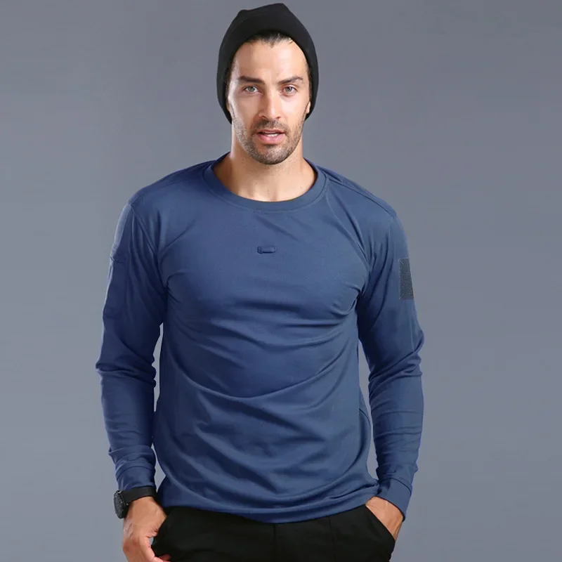 Spring Long Sleeved T-shirts Men Quick Drying O Neck Outdoor Tactical Shirts Training Tees Breathable Workwear  Loose