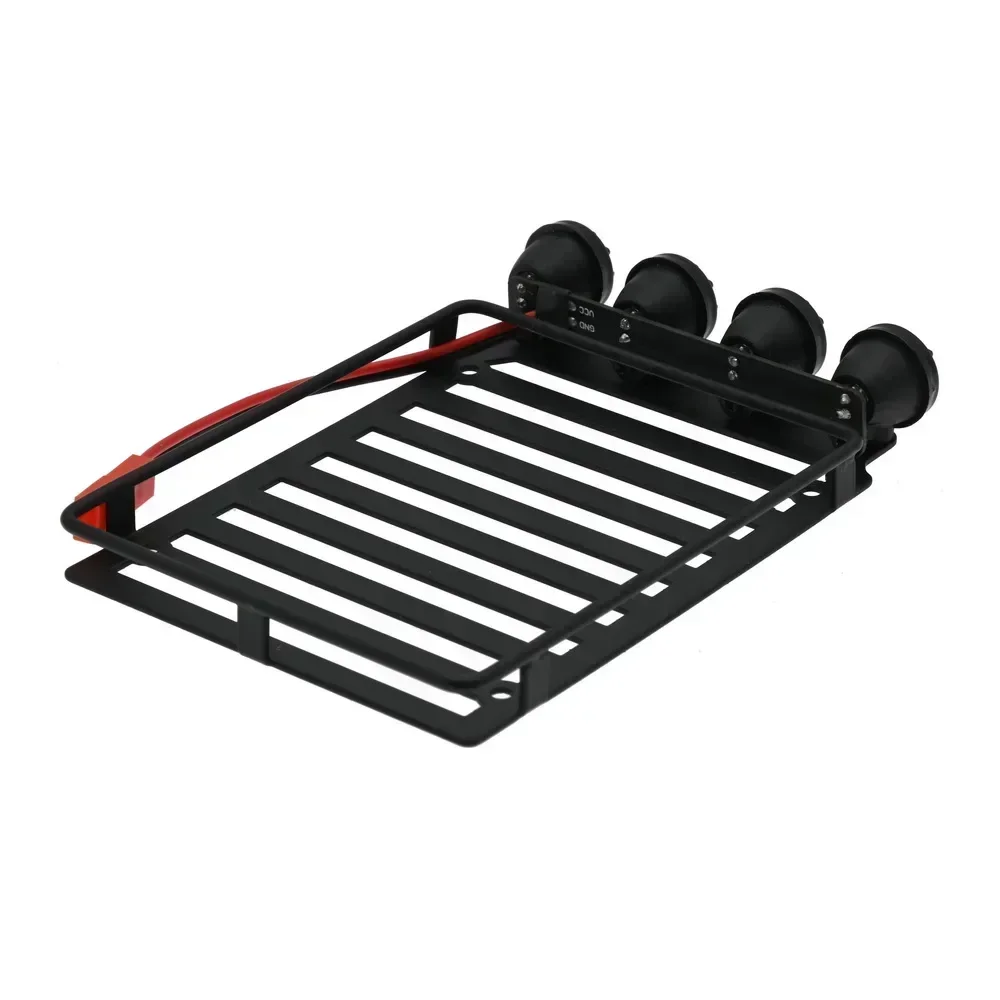 Portaequipajes de Metal para techo, bandeja de equipaje y luz LED para Xiaomi Suzuki Jimny 1/16 coche trepador de control remoto, piezas de mejora