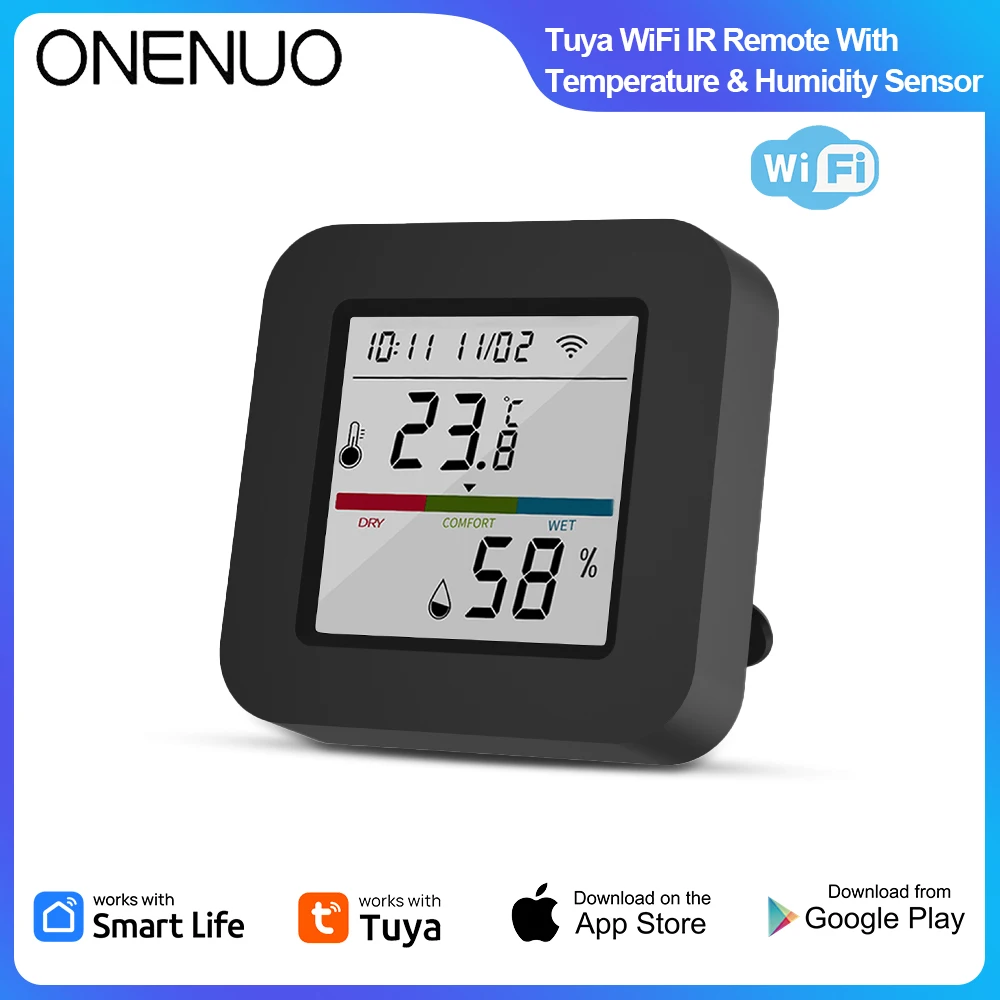 WIFI Tuya Smart Universal IR Remote With Temperature Humidity Sensor for Air Conditioner TV AC Works with Alexa Google Home