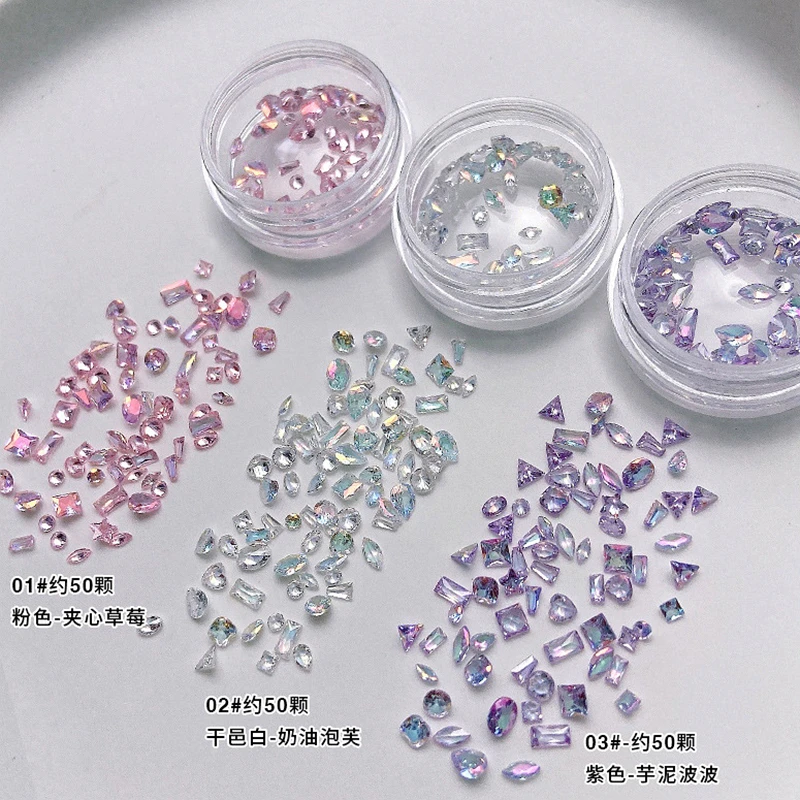 50 STKS Gemengde Vorm Mini Nai Art Steentjes Kristal Diamant Zirkoon Onderdelen Accessoires Glitter Nagels Decoratie Benodigdheden Materiaal