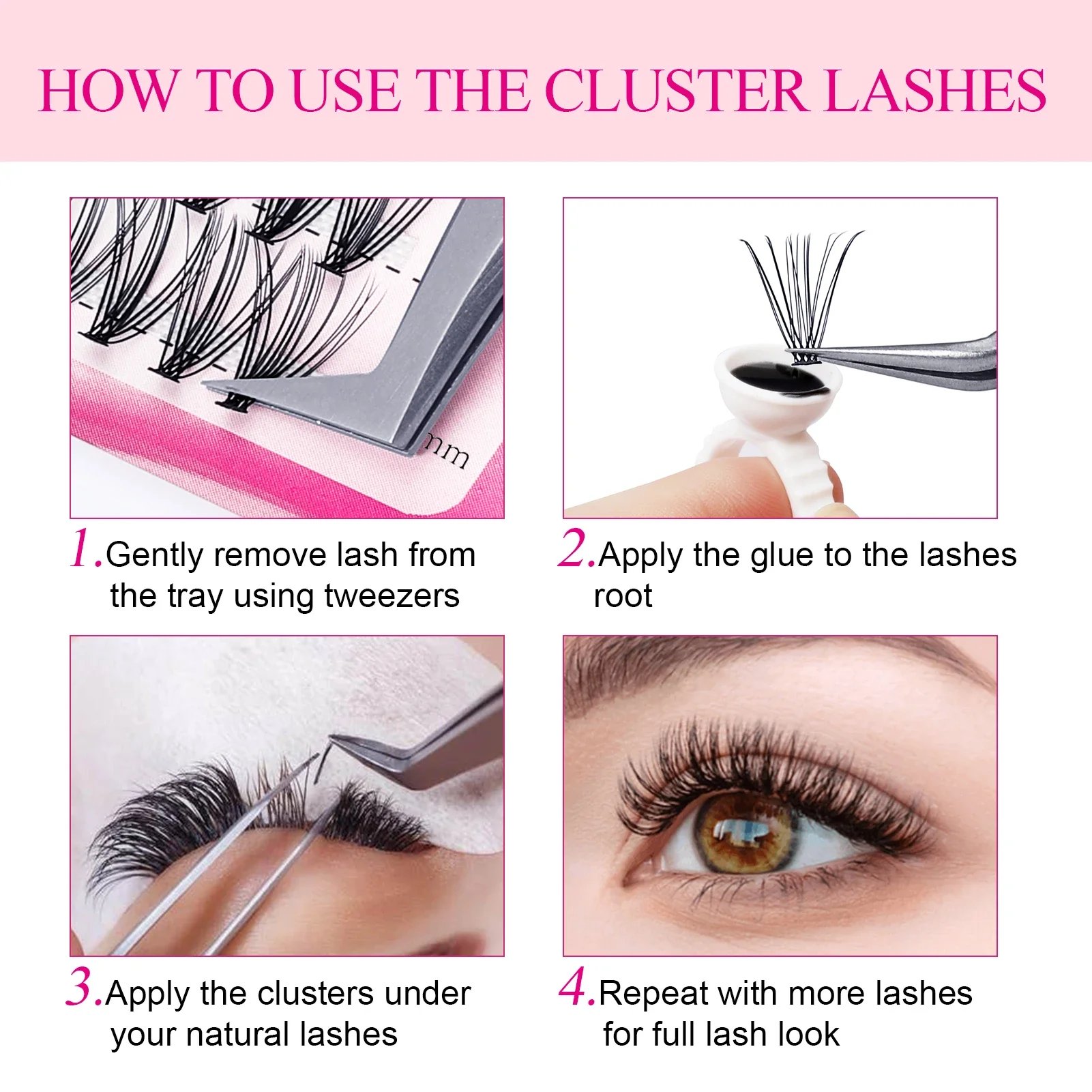 FADVAN Individual DIY Cluster Lashes 50D/60D/80D Clusters 0.07mm Thickness C/D Curl Natural Heat Bonded Cluster Lashes