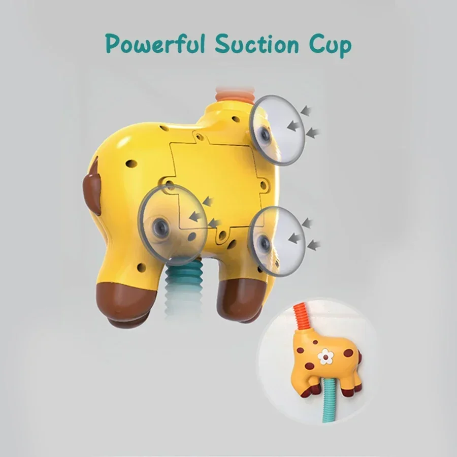 Baby Bath Shower Head Toy Cute Giraffe Baby Stackable Electric Shower Toys Bathtub Water Sprinkler Bathtub Toy For kids Toddlers