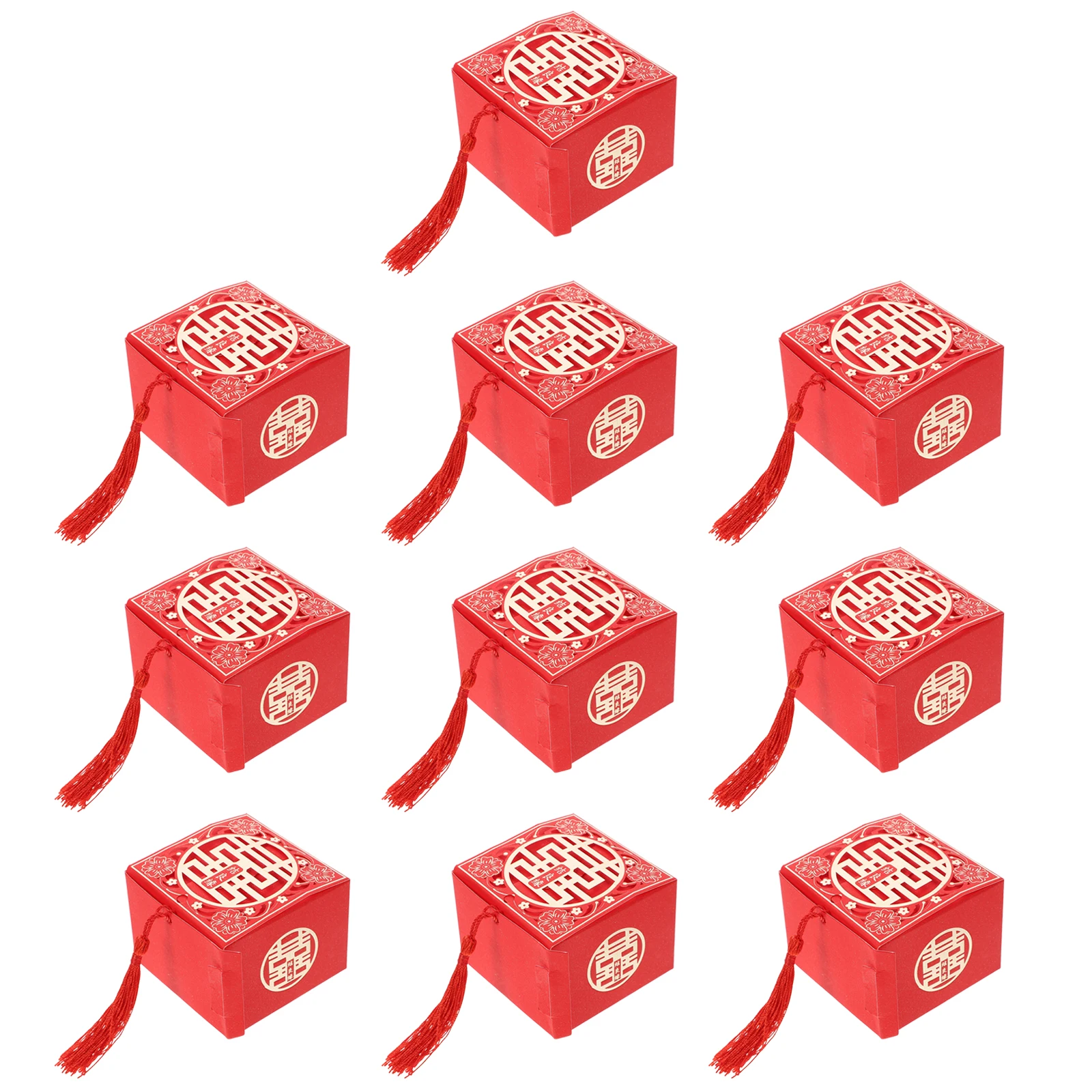 

10 Pcs Vintage Square Red Polyester C y Boxes for Wedding Party Favors Gifts Elegant Packaging Small Favor Box
